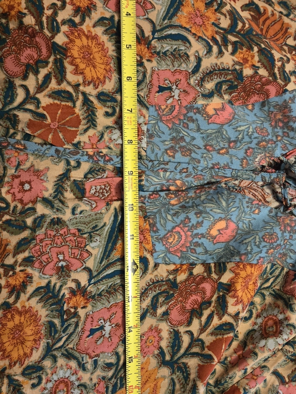 NATURAL LIFE Floral Peasant Blouse in Teal, Pink and Mustard - Picture 4 of 5